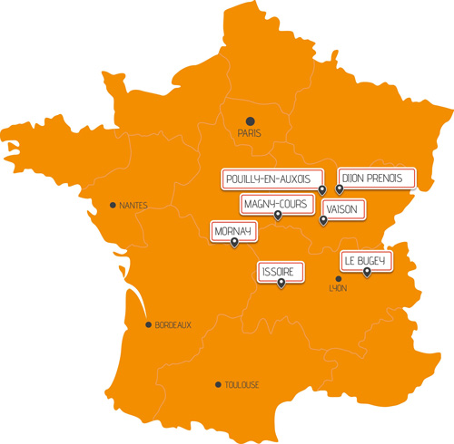Carte de France des circuits du centre